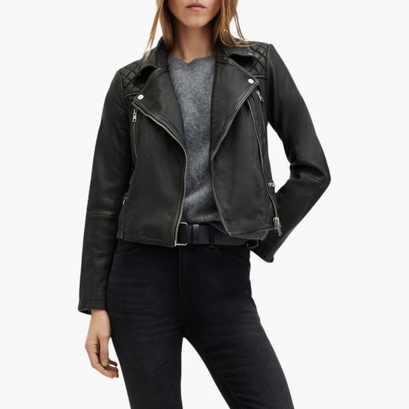 NWOT! All Saints Cargo Leather Biker Jacket - Picture 6 of 14